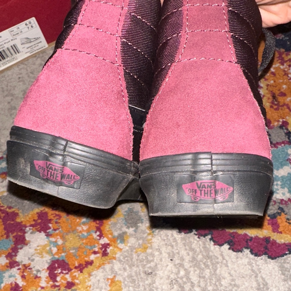 Vans Women's Burgundy and Black High-Top Sneakers - Picture 6 of 8